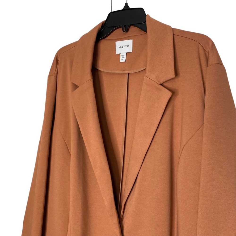 NINE WEST Blazer Ponte Knit Single Button Jacket Pockets Relaxed Rust 4X NWT - Picture 2 of 11